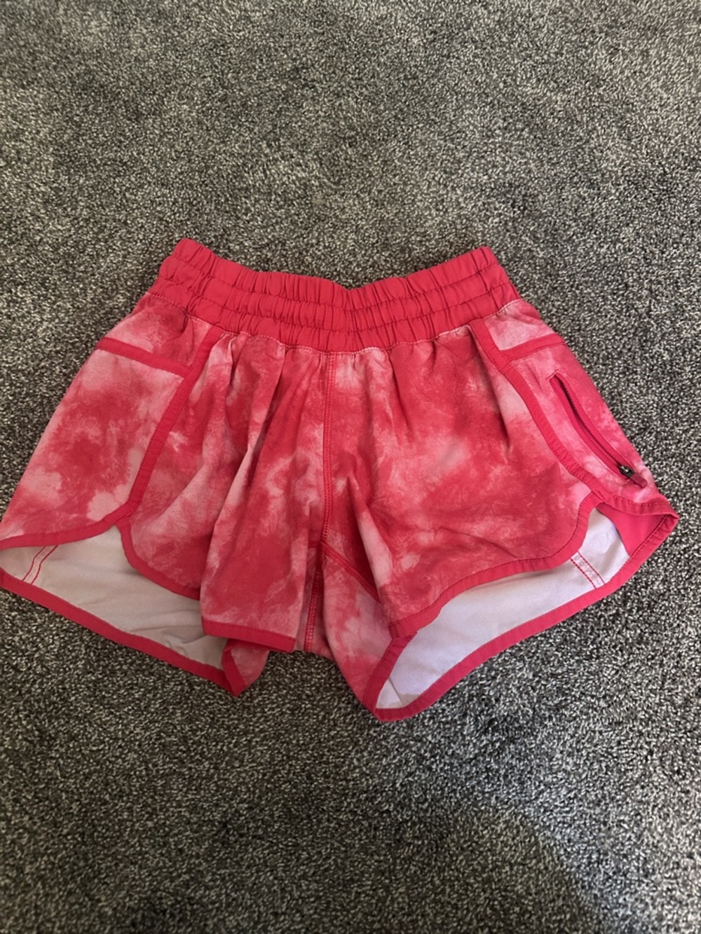 lululemon athletica Women's Pink Tie-Dye Running Shorts with Zip Pocket